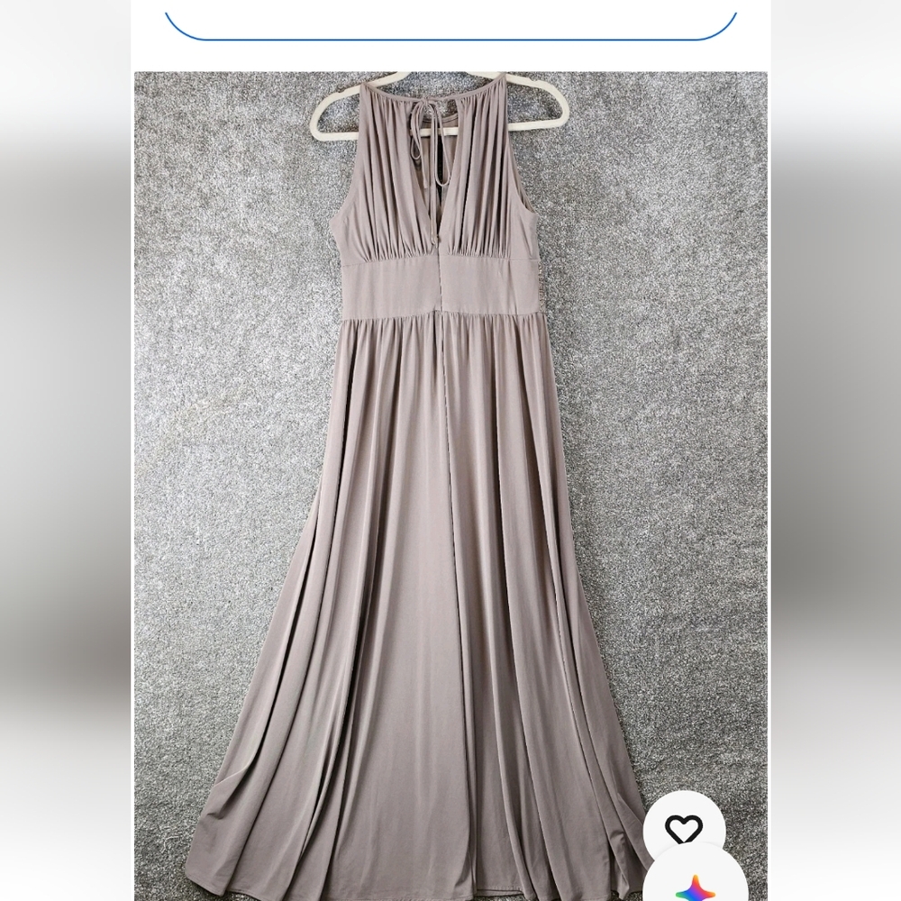 R&M Richards formal Dress Measurements Brown  Beaded Fairy Maxi Halter Mature...